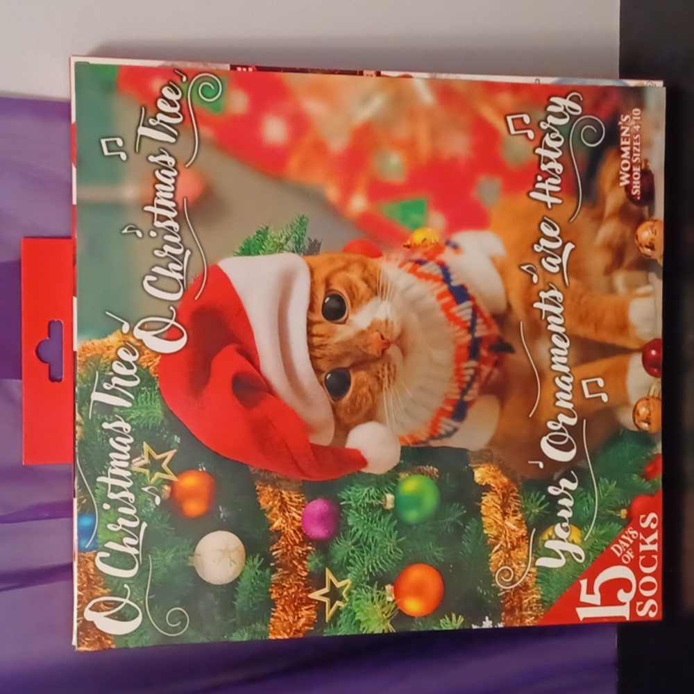 New Women's Holiday Cats 15 Days Of Socks Fits Shoe Sizes 4-10